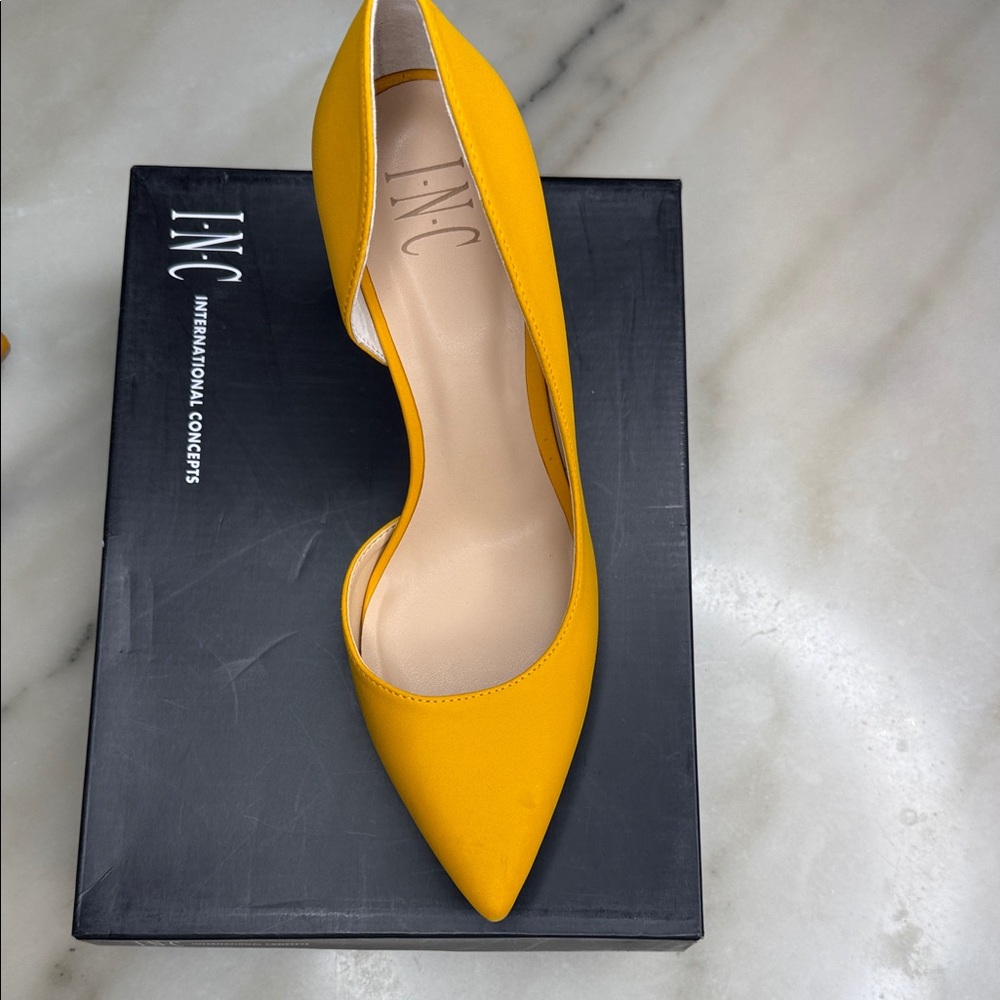 INC International Concepts Women's Yellow Pointed Toe D'Orsay Flat